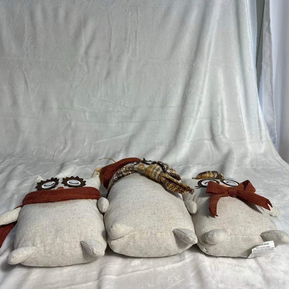 Primitive Farmhouse Owl Shelf Sitters Set of 3 Fall Autumn Thanksgiving Decor